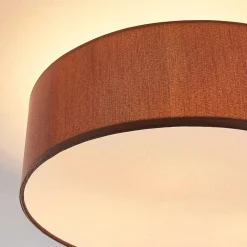Lindby Gang|Loftlamper > loftslampe Sebatin, Ø 40 cm, lysebrun, stof, E27