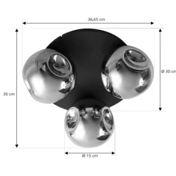 Loftlamper|Loftlamper ^ Lindby loftslampe Valentina, E14, grå, glas, Ø 36,6 cm