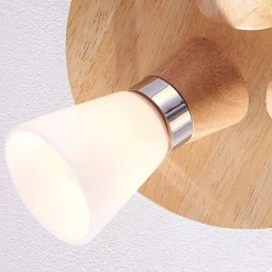 Gang|Loftlamper ^ Lindby loftslampe Vivica, Ø 26 cm, krom/træ, 3 lyskilder