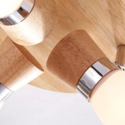 Gang|Loftlamper ^ Lindby loftslampe Vivica, Ø 26 cm, krom/træ, 3 lyskilder