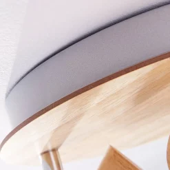 Gang|Loftlamper ^ Lindby loftslampe Vivica, Ø 26 cm, krom/træ, 3 lyskilder