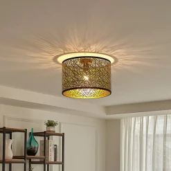 Lindby Loftlamper|Pendellamper > loftslampe Yonah, guldfarvet, metal, Ø 40 cm, E27