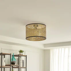 Lindby Loftlamper|Pendellamper > loftslampe Yonah, guldfarvet, metal, Ø 40 cm, E27
