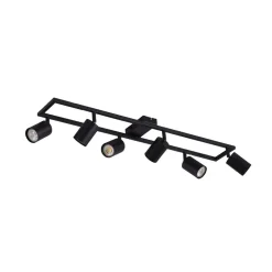 Loftlamper|Spotlights ^ Lindby loftspot Bravius, sort, 6 lyskilder, jern