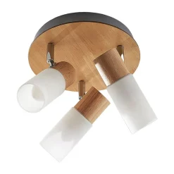 Loftlamper|Pendellamper ^ Lindby loftspot Christoph, 20 cm, 3 lyskilder, træ, rondel