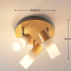 Loftlamper|Pendellamper ^ Lindby loftspot Christoph, 20 cm, 3 lyskilder, træ, rondel
