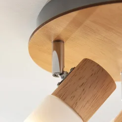 Loftlamper|Pendellamper ^ Lindby loftspot Christoph, 20 cm, 3 lyskilder, træ, rondel