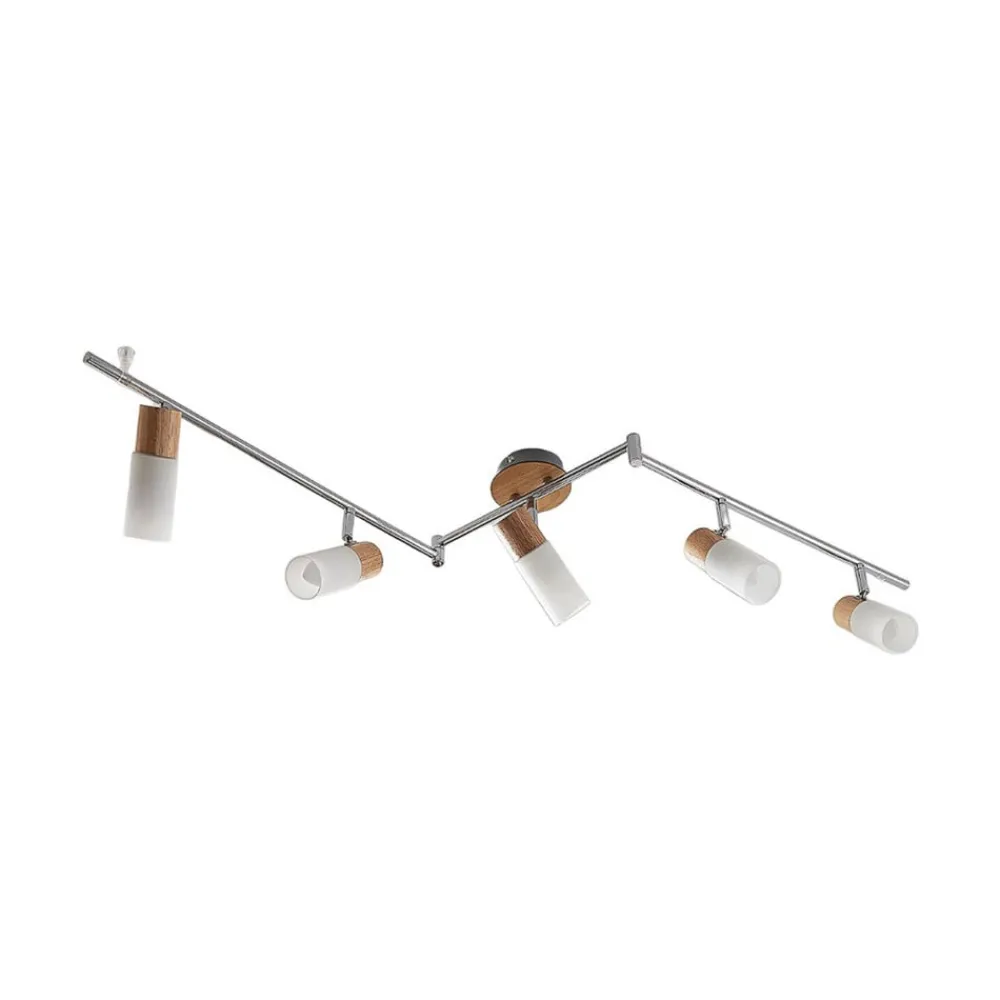Lindby Loftlamper|Loftlamper > loftspot Christoph, 130 cm, 4 lyskilder, træ, glas