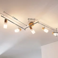 Lindby Loftlamper|Loftlamper > loftspot Christoph, 130 cm, 4 lyskilder, træ, glas