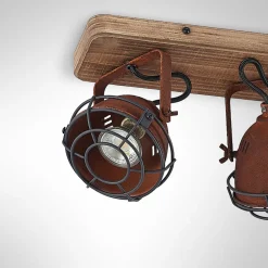 Lindby Loftlamper|Loftlamper > loftspot Farovi, rust, 45 cm, 3 lyskilder, træ, GU10