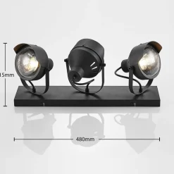 Lindby Loftlamper|Loftlamper > loftspot Henega, 52 cm, sort, 3 lyskilder