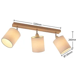 Lindby Gang|Loftlamper > loftspot Imarin, 56 cm, 3 lyskilder, hvid, træ