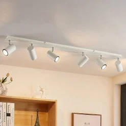 Gang|Loftlamper ^ Lindby loftspot Joffrey, 116 cm, hvid, 6 lyskilder, GU10