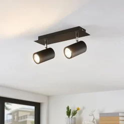 Lindby Gang|Loftlamper > loftspot Joffrey, 31 cm, 2 lyskilder, sort, GU10