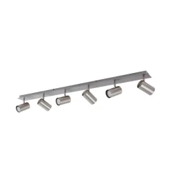 Loftlamper|Loftlamper ^ Lindby loftspot Joffrey, 116 cm, nikkel, 6 lyskilder, GU10