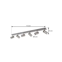 Loftlamper|Loftlamper ^ Lindby loftspot Joffrey, 116 cm, nikkel, 6 lyskilder, GU10