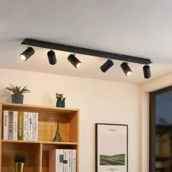 Lindby Gang|Loftlamper > loftspot Joffrey, 116 cm, sort, 6 lyskilder, GU10