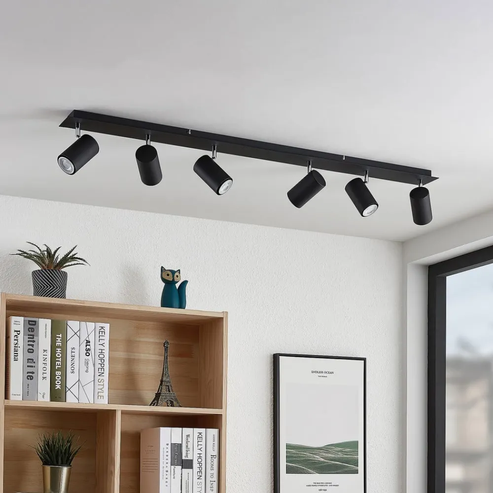 Lindby Gang|Loftlamper > loftspot Joffrey, 116 cm, sort, 6 lyskilder, GU10