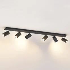 Lindby Gang|Loftlamper > loftspot Joffrey, 116 cm, sort, 6 lyskilder, GU10