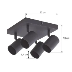 Lindby Arbejdsrum/Kontor|Gang > loftspot Jorell, sort, 20 cm, sort, 4 lyskilder.