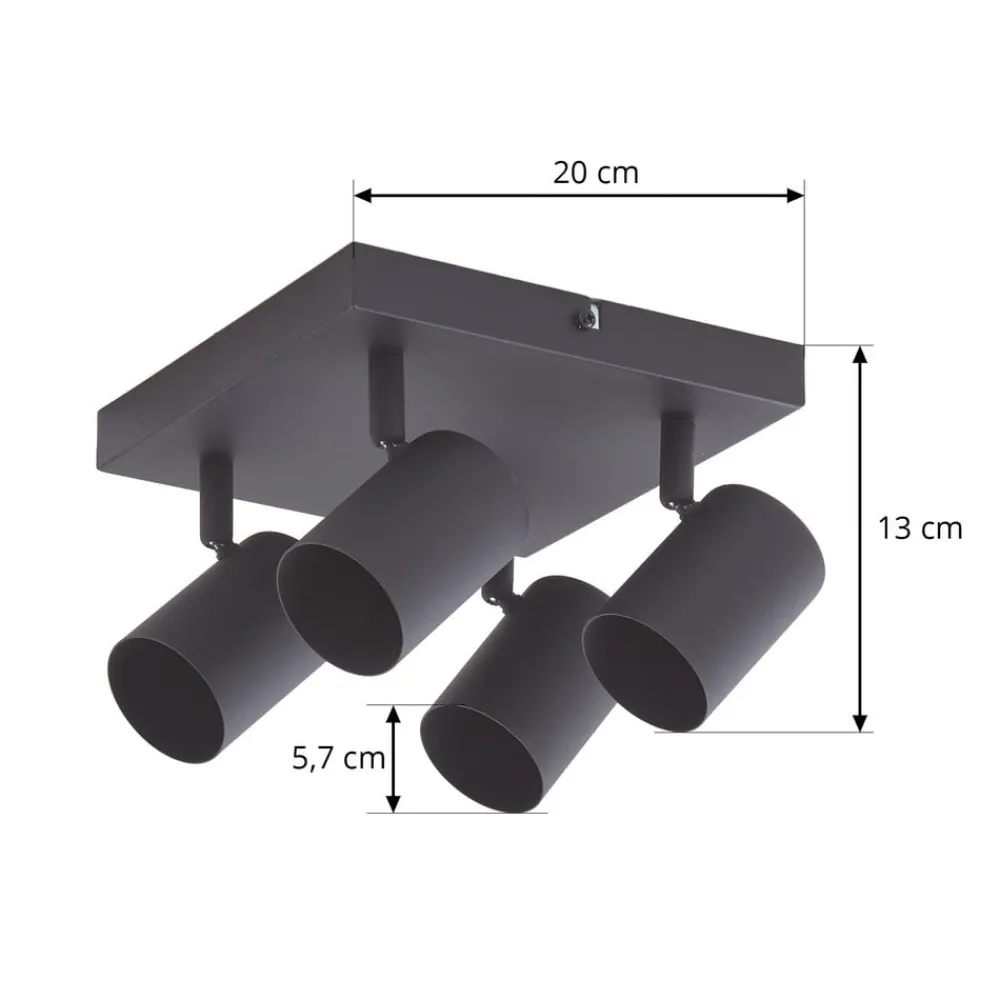 Lindby Arbejdsrum/Kontor|Gang > loftspot Jorell, sort, 20 cm, sort, 4 lyskilder.