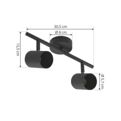 Arbejdsrum/Kontor|Gang ^ Lindby loftspot Jorell, sort, 31 cm, 2 lyskilder, GU10