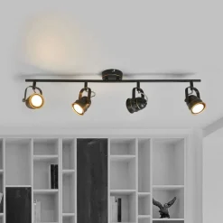 Loftlamper|Loftlamper ^ Lindby loftspot Leonor, 4 lyskilder, sort, metal, 78 cm