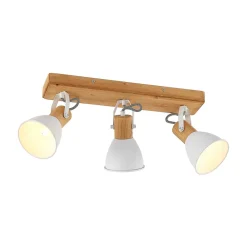 Loftlamper|Loftlamper ^ Lindby loftspot Merela, hvid, 45 cm, 3 lyskilder, træ, E14