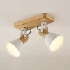 Gang|Loftlamper ^ Lindby loftspot Merela, hvid, 28 cm, 2 lyskilder, træ, E14