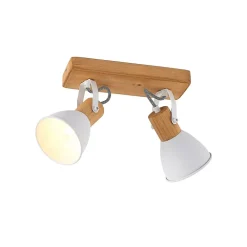 Gang|Loftlamper ^ Lindby loftspot Merela, hvid, 28 cm, 2 lyskilder, træ, E14