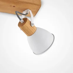 Gang|Loftlamper ^ Lindby loftspot Merela, hvid, 28 cm, 2 lyskilder, træ, E14