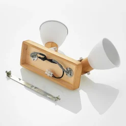 Gang|Loftlamper ^ Lindby loftspot Merela, hvid, 28 cm, 2 lyskilder, træ, E14