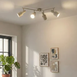 Lindby Arbejdsrum/Kontor|Gang > loftspot Ovelia, beige, 80 cm, 4 lyskilder, E27