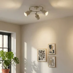 Lindby Arbejdsrum/Kontor|Loftlamper > loftspot Ovelia, beige, 3 lyskilder, metal, E27