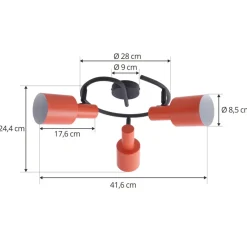 Lindby Arbejdsrum/Kontor|Loftlamper > loftspot Ovelia, orange/sort, 3 lyskilder, E27