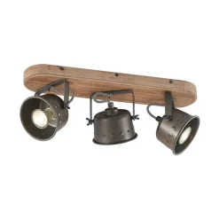 Gang|Loftlamper ^ Lindby loftspot Rubinjo, 45 cm, 3 lyskilder, træ, GU10