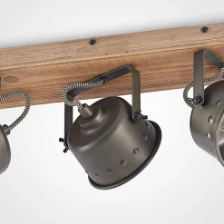 Gang|Loftlamper ^ Lindby loftspot Rubinjo, 45 cm, 3 lyskilder, træ, GU10