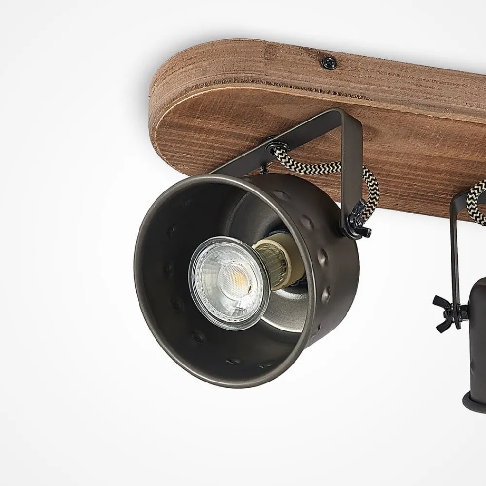 Gang|Loftlamper ^ Lindby loftspot Rubinjo, 45 cm, 3 lyskilder, træ, GU10