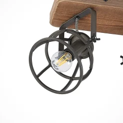 Lindby Loftlamper|Loftlamper > loftspot Rutger, 52 cm, 3 lyskilder, træ, bur, E14