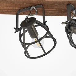 Lindby Loftlamper|Loftlamper > loftspot Rutger, 52 cm, 3 lyskilder, træ, bur, E14