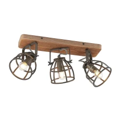 Lindby Loftlamper|Loftlamper > loftspot Rutger, 52 cm, 3 lyskilder, træ, bur, E14