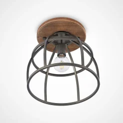 Lindby Loftlamper|Loftlamper > loftspot Rutger, Ø 34 cm, træ, bur, E27