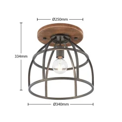 Lindby Loftlamper|Loftlamper > loftspot Rutger, Ø 34 cm, træ, bur, E27