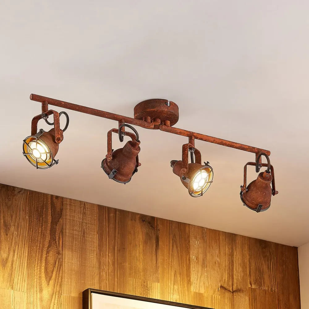 Lindby Loftlamper|Loftlamper > loftspot Scabra, 63 cm, rustbrun, 4 lyskilder, metal