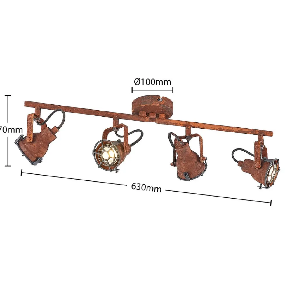 Lindby Loftlamper|Loftlamper > loftspot Scabra, 63 cm, rustbrun, 4 lyskilder, metal