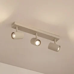 Gang|Loftlamper ^ Lindby loftspots Kardis, beige, 3 lyskilder, metal, GU10