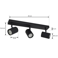 Lindby Loftlamper|Spotlights > loftspots Kardis, mørkegrå, 3 lyskilder, metal, GU10
