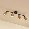 Spotlights|Loftlamper ^ Lindby loftspot Stralino, 4 lyskilder, længde 60 cm, træ