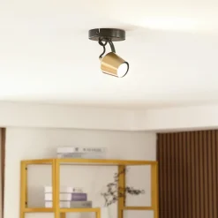 Lindby Spotlights > loftspot Sylveria, 1.flg, sort/guld, jern