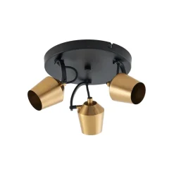 Lindby Spotlights > loftspot Sylveria, 3-lys, sort/guld, jern